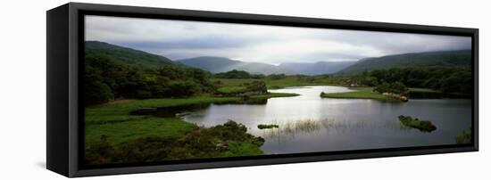 Sunlight on Water, Distant Mountains in Mist, Ireland-null-Framed Stretched Canvas