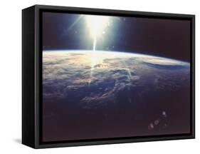 Sunlight over Earth Taken from Space Shuttle Discovery VIII Mission-null-Framed Stretched Canvas