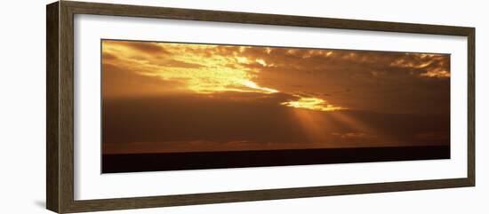 Sunlight Radiating Through Clouds at Sunset, Masai Mara National Reserve, Kenya-null-Framed Photographic Print