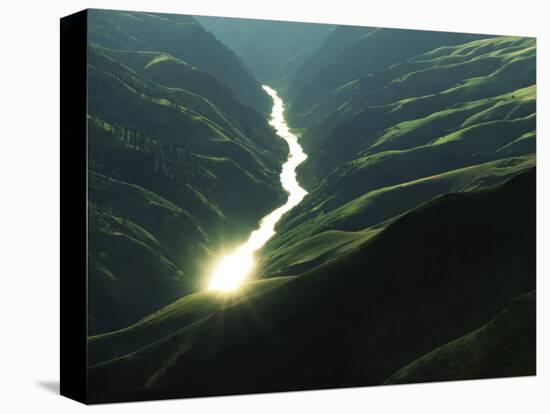 Sunlight reflects off the river, Salmon River, Idaho, USA-Charles Gurche-Stretched Canvas