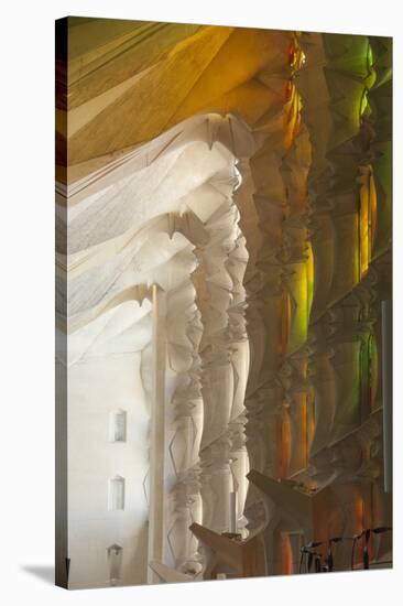 Sunlight Through Stained Glass, Sagrada Familia, Barcelona, Catalunya, Spain, Europe-James Emmerson-Stretched Canvas