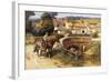 Sunlit Cottages by the Bridge-Frederick Arthur Bridgman-Framed Giclee Print