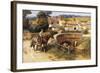 Sunlit Cottages by the Bridge-Frederick Arthur Bridgman-Framed Giclee Print