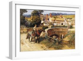 Sunlit Cottages by the Bridge-Frederick Arthur Bridgman-Framed Giclee Print