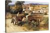 Sunlit Cottages by the Bridge-Frederick Arthur Bridgman-Stretched Canvas