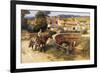 Sunlit Cottages by the Bridge-Frederick Arthur Bridgman-Framed Giclee Print