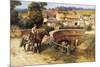 Sunlit Cottages by the Bridge-Frederick Arthur Bridgman-Mounted Giclee Print