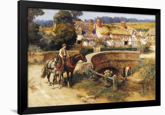 Sunlit Cottages by the Bridge-Frederick Arthur Bridgman-Framed Giclee Print