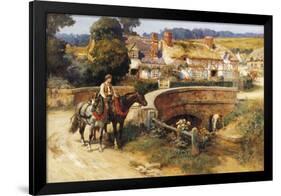 Sunlit Cottages by the Bridge-Frederick Arthur Bridgman-Framed Giclee Print