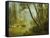 Sunlit Forest-Albert Bierstadt-Framed Stretched Canvas