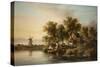 Sunlit Norfolk River Landscape-James Stark-Stretched Canvas