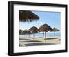 Sunny Beach and Palapas-Randy Faris-Framed Photographic Print