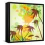 Sunny Beach Watercolor Vector Illustration-Lunetskaya-Framed Stretched Canvas