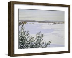 Sunny Landscape in Winter (Sweden)-August Hagborg-Framed Giclee Print