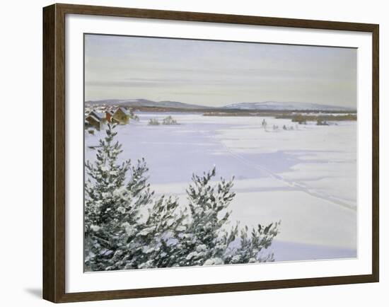 Sunny Landscape in Winter (Sweden)-August Hagborg-Framed Giclee Print