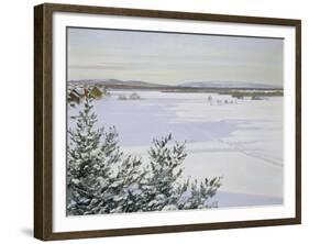 Sunny Landscape in Winter (Sweden)-August Hagborg-Framed Giclee Print