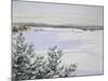 Sunny Landscape in Winter (Sweden)-August Hagborg-Mounted Giclee Print