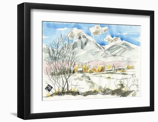 Sunny Ranch Covered in Snow-Kenji Fujimura-Framed Art Print