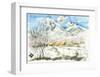 Sunny Ranch Covered in Snow-Kenji Fujimura-Framed Art Print