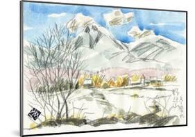 Sunny Ranch Covered in Snow-Kenji Fujimura-Mounted Art Print