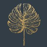 Golden Philodendron Leave. Hand Drawn.-Sunny Sally-Art Print