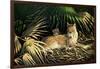 Sunny Spot Bobcat with Kittens-Wilhelm Goebel-Framed Giclee Print