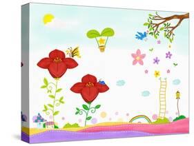 Sunny Spring Scenery with Flowers-TongRo-Stretched Canvas