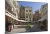 Sunny Square w Church, Pavement Cafes and Small Shops, Island of Corfu, Ionian Island, Greece-James Emmerson-Mounted Photographic Print