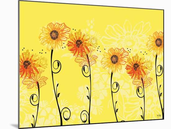 Sunny Sunflowers-Bee Sturgis-Mounted Art Print