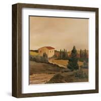 Sunny Tuscan Fields-J^ Clark-Framed Art Print