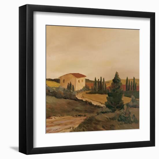 Sunny Tuscan Fields-J^ Clark-Framed Art Print