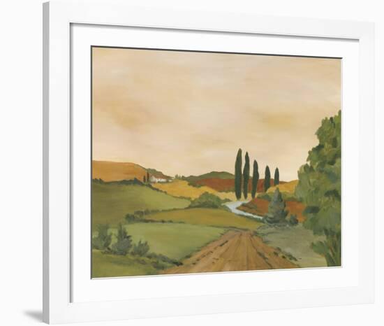 Sunny Tuscan Road-J^ Clark-Framed Giclee Print