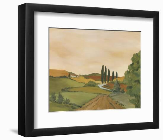 Sunny Tuscan Road-Jean Clark-Framed Art Print