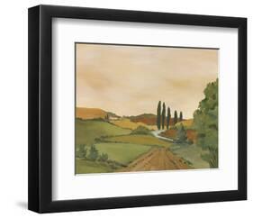 Sunny Tuscan Road-Jean Clark-Framed Art Print