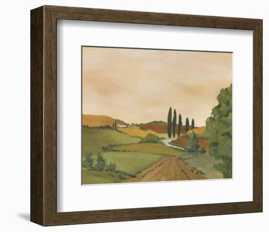 Sunny Tuscan Road-Jean Clark-Framed Art Print
