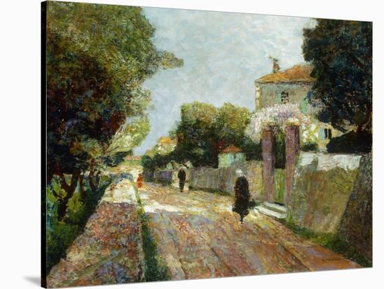 Sunny Village Street-Victor Gabriel Gilbert-Stretched Canvas