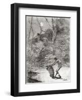 Sunos Indians Hunting Freshwater Turtles in the Napo River, Ecuador-null-Framed Premium Giclee Print