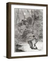 Sunos Indians Hunting Freshwater Turtles in the Napo River, Ecuador-null-Framed Giclee Print