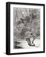 Sunos Indians Hunting Freshwater Turtles in the Napo River, Ecuador-null-Framed Giclee Print