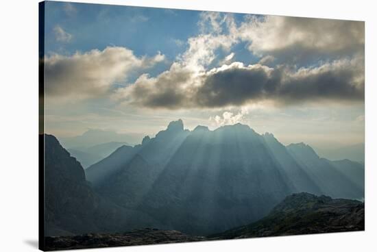 Sunrays Behind Cloud at Dachstein and BischofsmŸtze Mountains-Stefan Sassenrath-Stretched Canvas