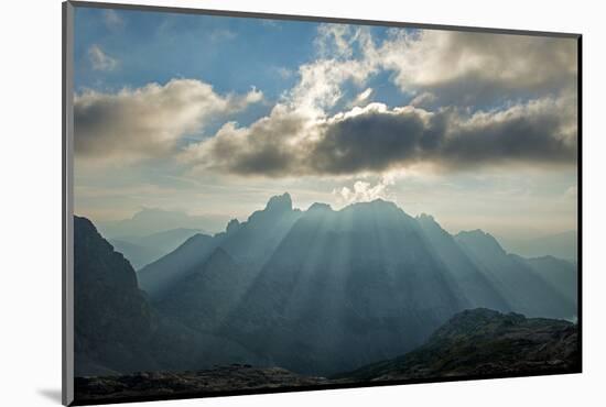 Sunrays Behind Cloud at Dachstein and BischofsmŸtze Mountains-Stefan Sassenrath-Mounted Photographic Print