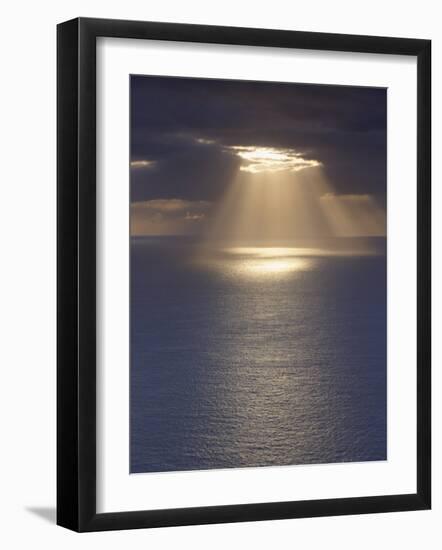 Sunrays over the Ocean, West Coast of Sandoy, Faroe Islands, Denmark, Europe-Patrick Dieudonne-Framed Photographic Print