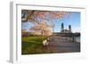 Sunrie Cherry Trees and Steel Bridge, Portland Oregon.-Craig Tuttle-Framed Photographic Print