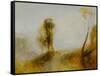 Sunrise: a castle on a bay-Joseph Mallord William Turner-Framed Stretched Canvas