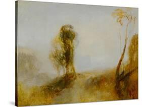 Sunrise: a castle on a bay-Joseph Mallord William Turner-Stretched Canvas