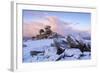 Sunrise Above Covered Rocks at Great Staple Tor, Dartmoor, Devon, England. Winter-Adam Burton-Framed Photographic Print