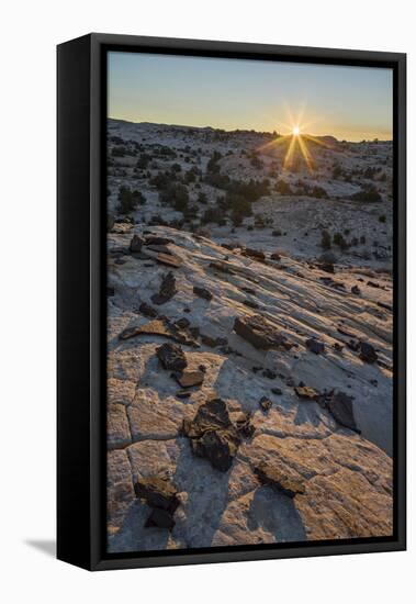 Sunrise Above Navajo Sandstone and Lava Chunks-James Hager-Framed Stretched Canvas