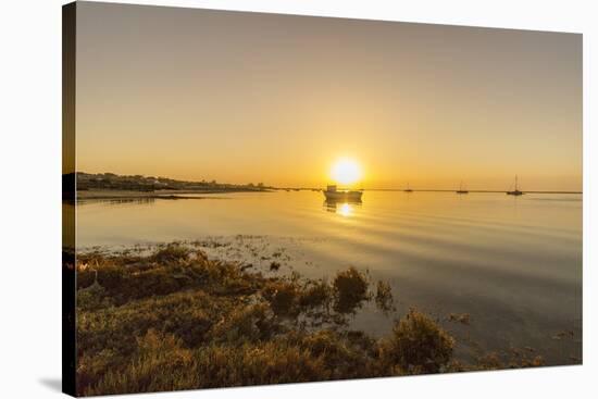 Sunrise Aerial Seascape, of Ria Formosa Wetlands Natural Park, Shot in Cavacos Beach. Algarve. Port-Carlos Neto-Stretched Canvas