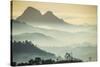 Sunrise and Fog over the Mountains Surrounding Blantyre, Malawi, Africa-Michael Runkel-Stretched Canvas