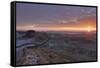 Sunrise and Hadrian's Wall National Trail in Winter-Peter Barritt-Framed Stretched Canvas